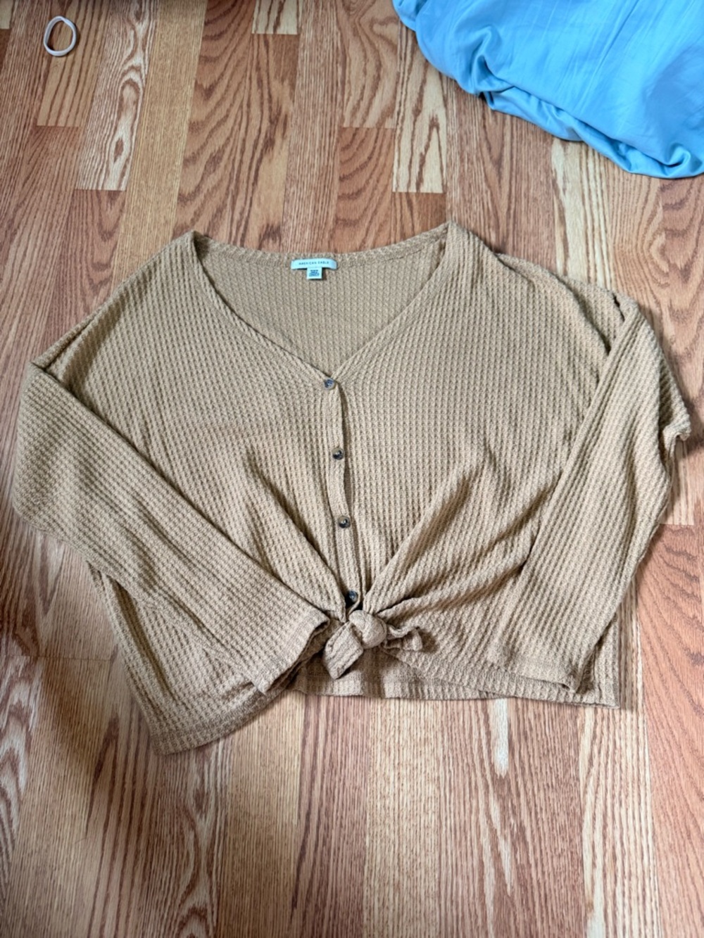 American Eagle Outfitters Camel Waffle Knit Top